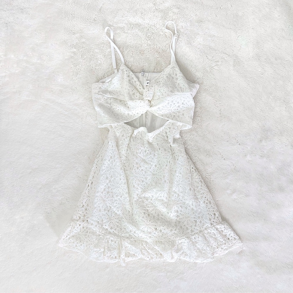 White Lace Zip Back Dress